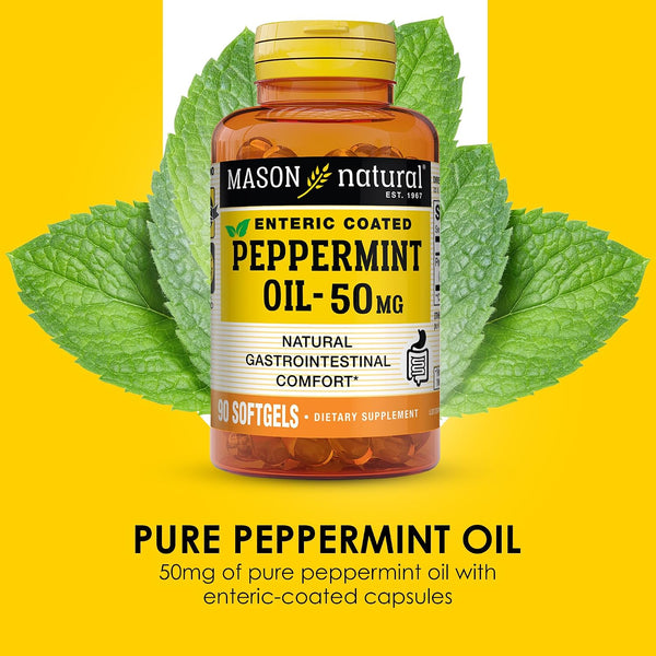 MASON NATURAL Peppermint Oil 50 mg Enteric Coated Softgels, 90 Day Supply