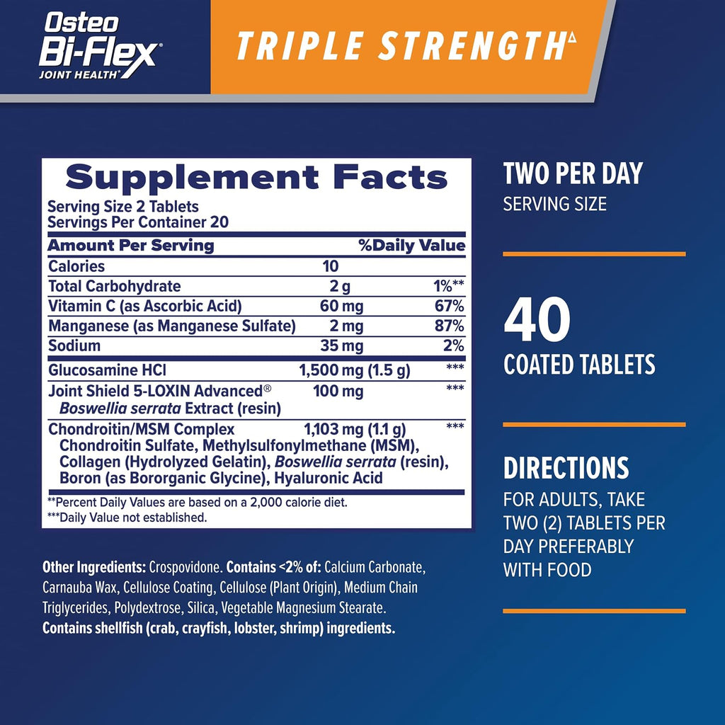 Osteo Bi-Flex Triple Strength Glucosamine Chondroitin Supplement, 40 Ct