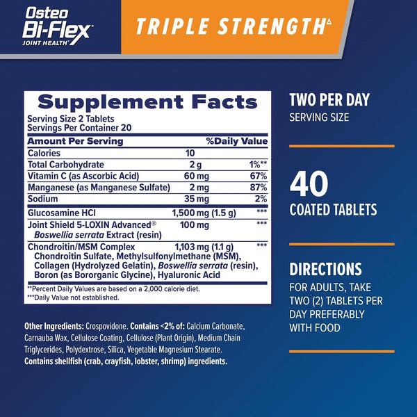 Osteo Bi-Flex Triple Strength Glucosamine Chondroitin Supplement, 40 Ct