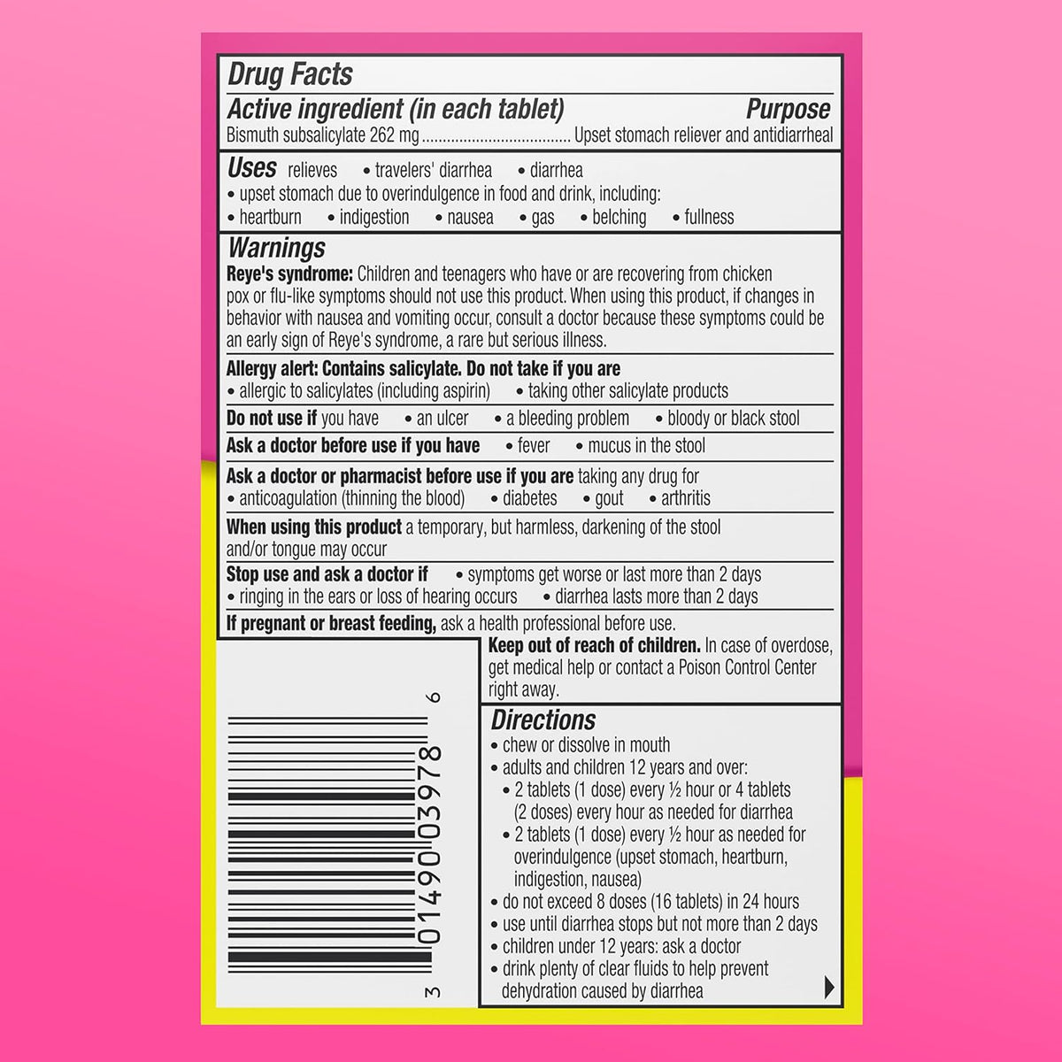 Pepto Bismol Cherry Chewable Tablets, Upset Stomach Relief, Nausea Relief, Heartburn Relief, Indigestion Relief, Anti Diarrhea Medication for Adults