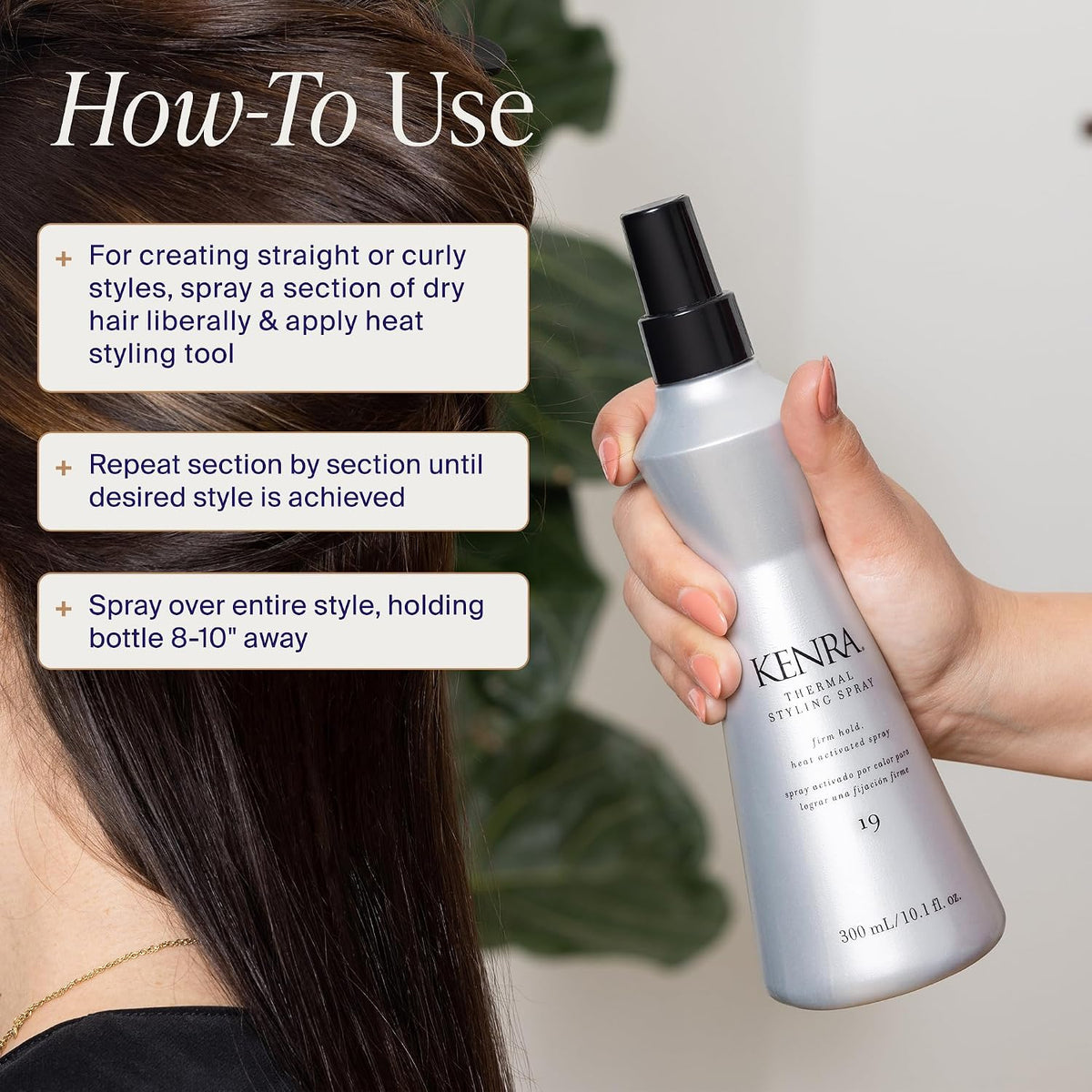 Kenra Professional Thermal Styling Spray 19 | Heat Protection | Firm Hold Heat-Activated | Tames Frizz, Flyaways & Adds Shine | All Hair Types |