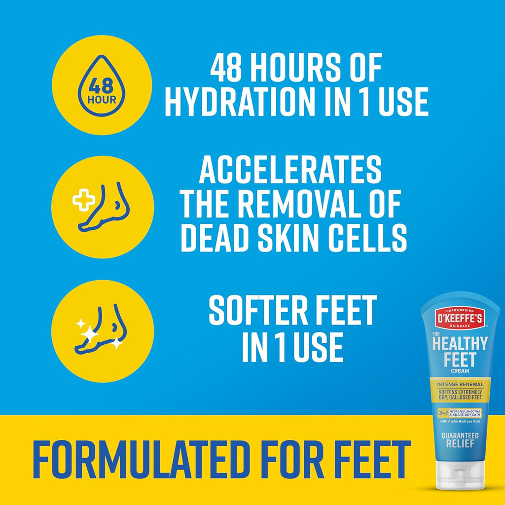 OKeeffes Healthy Feet Intense Renewal Cream, 3 oz Tube, 1-Pack
