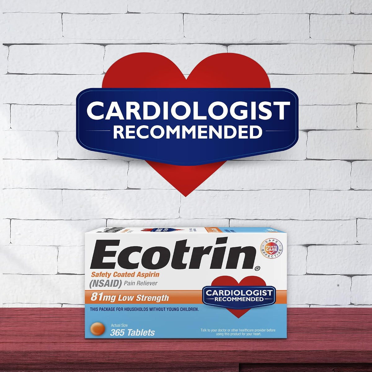 Ecotrin Low Dose Aspirin 81 mg (NSAID) Pain Reliever, 150 Count