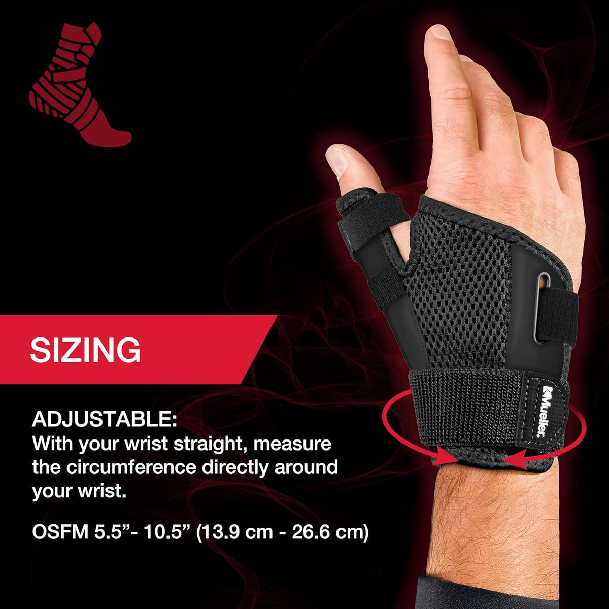 MUELLER Sports Medicine Adjust-to-Fit Thumb Brace, Spica Splint, Thumb Pain Relief Stabilizer for Men and Women, Ideal for De Quervain's