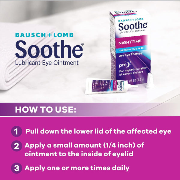 Soothe Lubricant Eye Ointment, Nighttime Dry Eye Relief, 0.12 Fl Oz