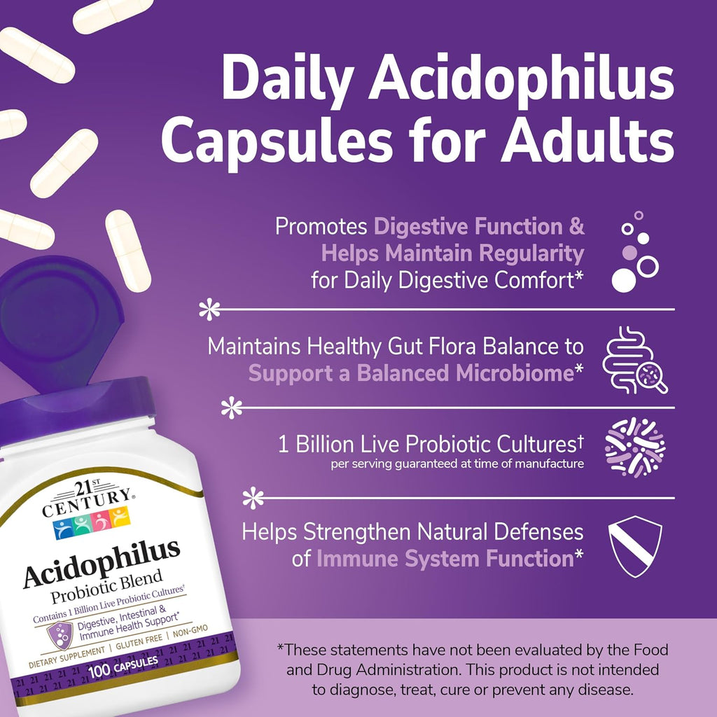 21st Century Acidophilus Probiotic Blend Capsules, 100 Count