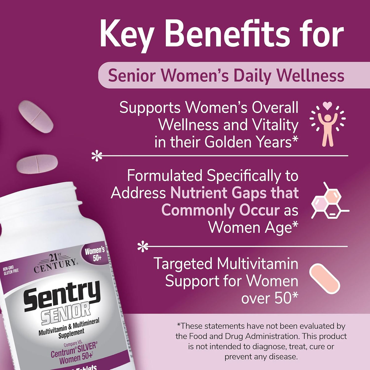 21st Century Sentry Senior Women 50+ Multivitamin, 100 Tablets