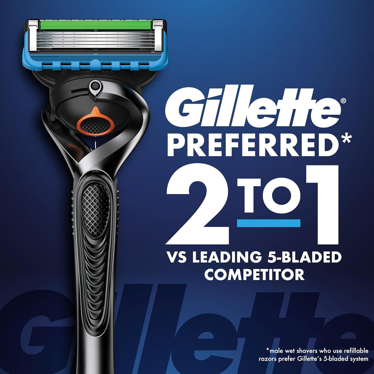 Gillette Fusion5 ProGlide Shield Shaving Razor for Men, 1 Power Razor Handle, 1 Refill, 2x Lubrication, Battery-Powered with FlexBall Handle
