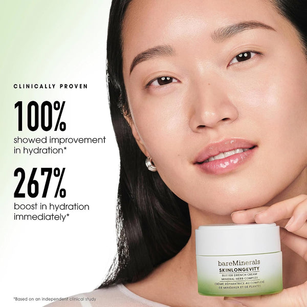 bareMinerals Butter Drench Restorative Rich Face Cream, Hydrating Face Lotion for Dry Skin, Boosts Moisture Retention, Soothes & Nourishes