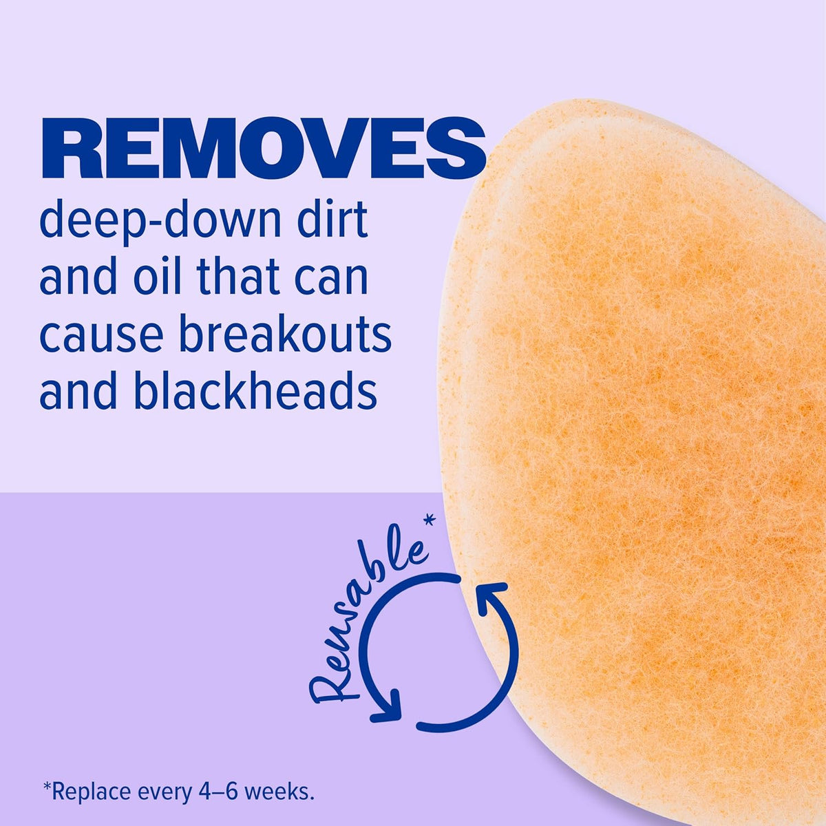 Buf-Puf Gentle Facial Sponge, Dermatologist Developed, Removes Deep Down Dirt & Makeup That Causes Breakouts and Blackheads, Reusable, Exfoliating