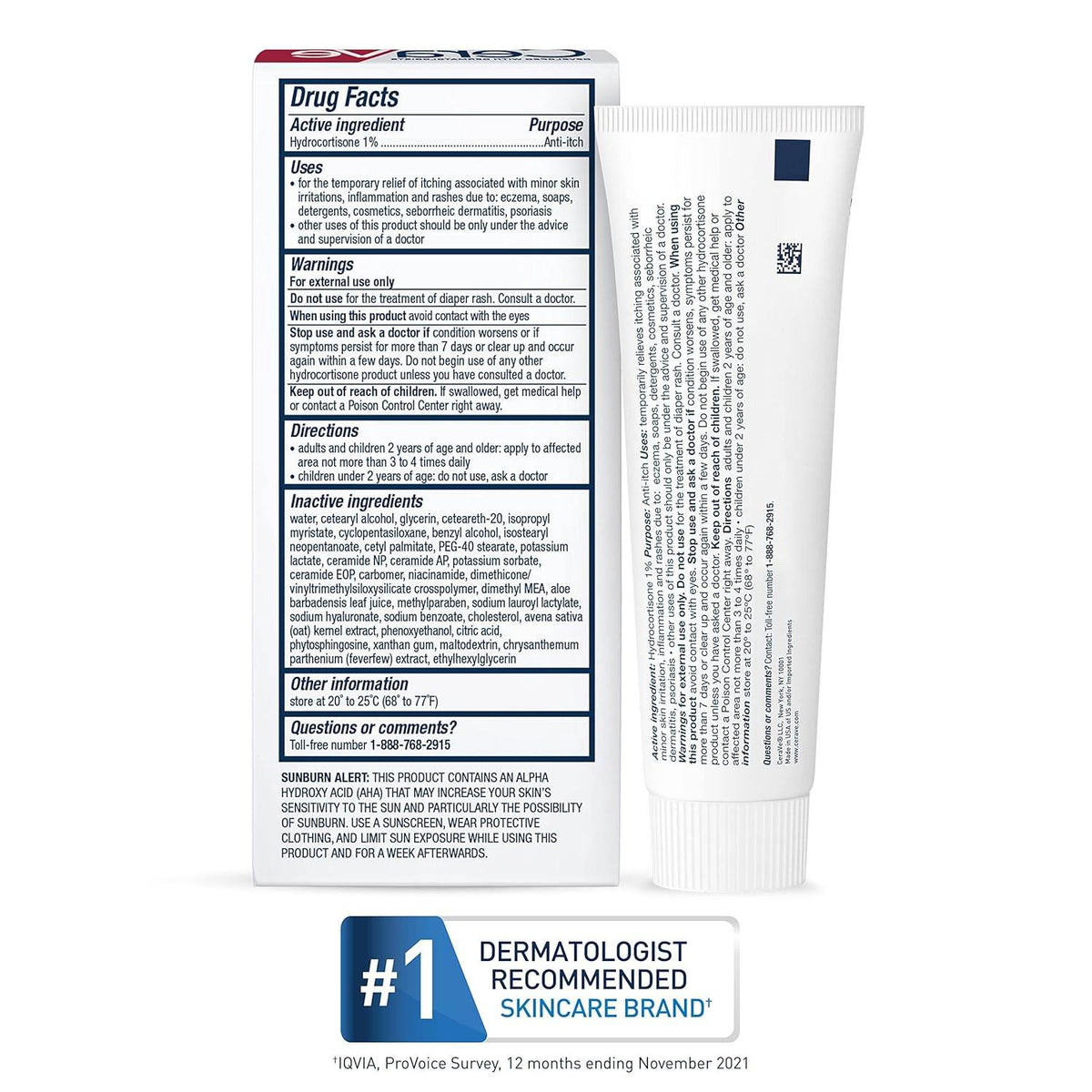 CeraVe Hydrocortisone Anti-Itch Cream, Fragrance Free, 1 oz - OTC Shoppe Express