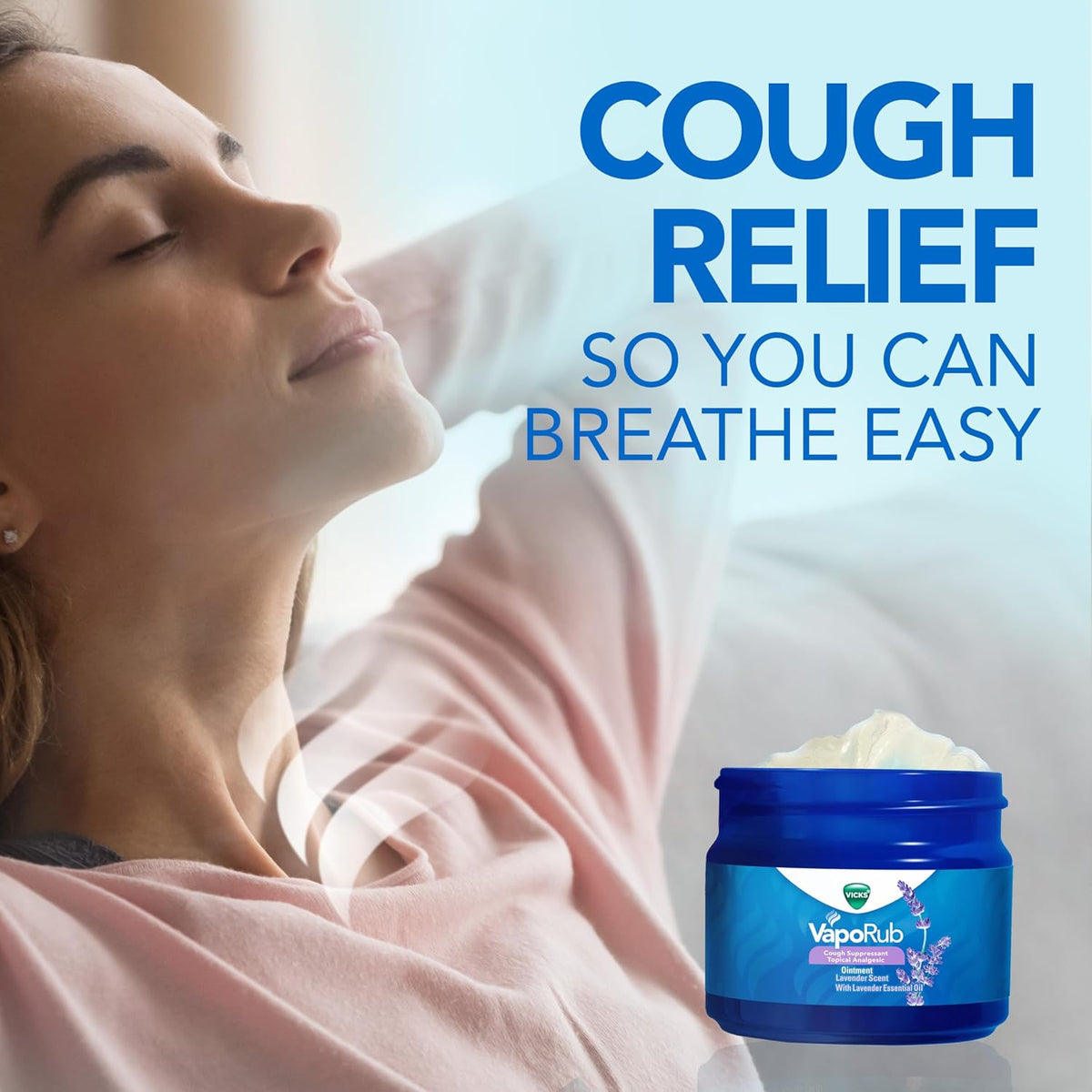 Vicks VapoRub, Lavender Scent, Cough Suppressant, Topical Chest Rub & Analgesic Ointment, Medicated Vicks Vapors, Relief from Cough Due to Cold, Aches
