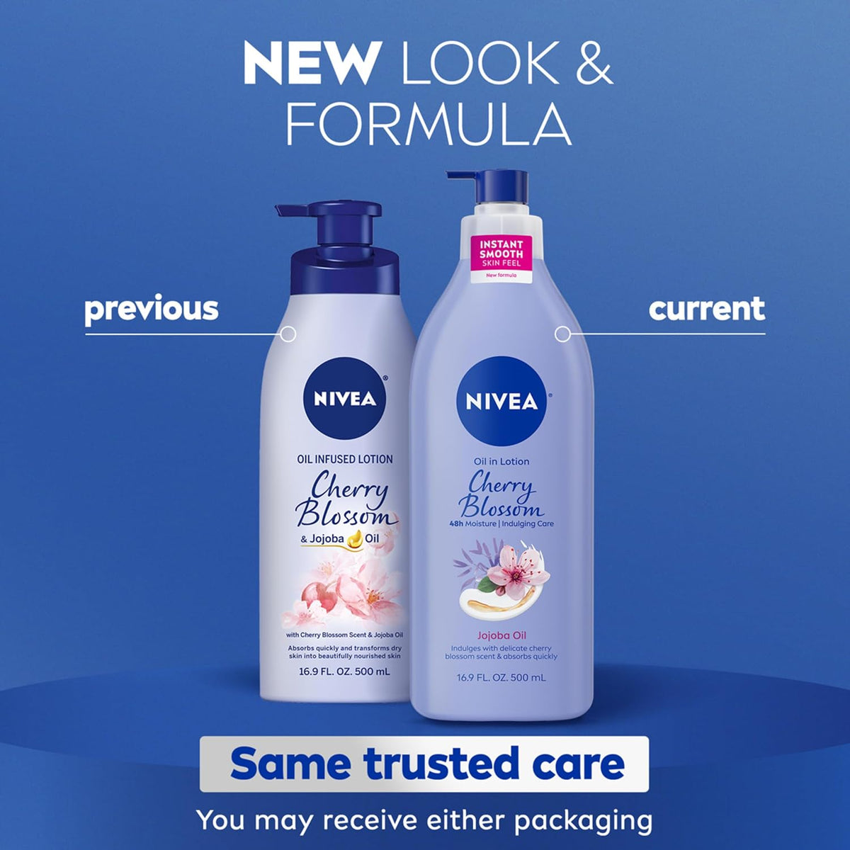NIVEA Oil Infused Cherry Blossom and Jojoba Oil Body Lotion for Women, Fast-Absorbing and Non-Greasy Cherry Blossom Scented Lotion Moisturizes