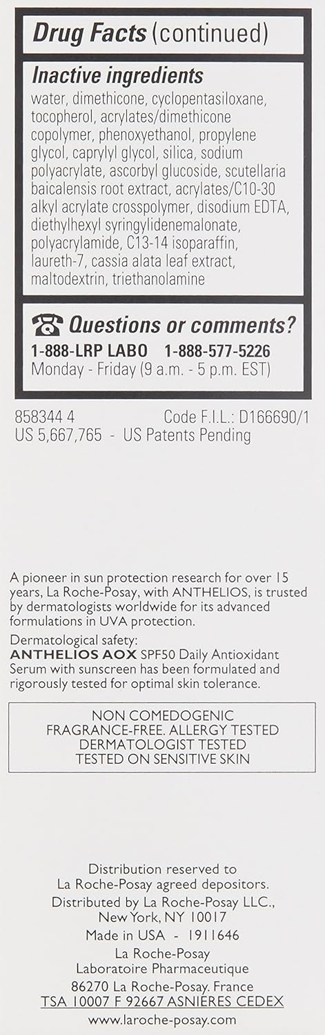 La Roche-Posay Anthelios AOX Daily Antioxidant Serum, SPF 50, 1 oz