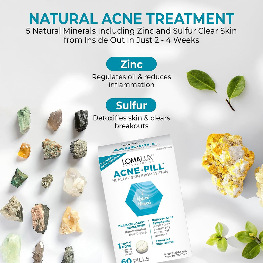 Loma Lux Acne Pills with Zinc & Sulfur for Hormonal Acne & Oily Skin