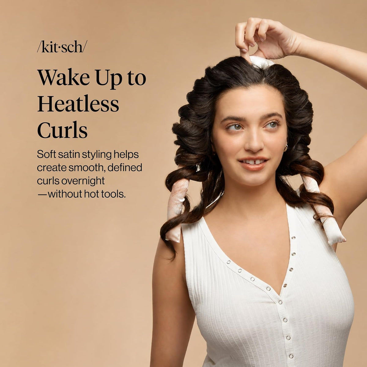 Kitsch Satin Heatless Curls Overnight Set Sunset Tie Dye