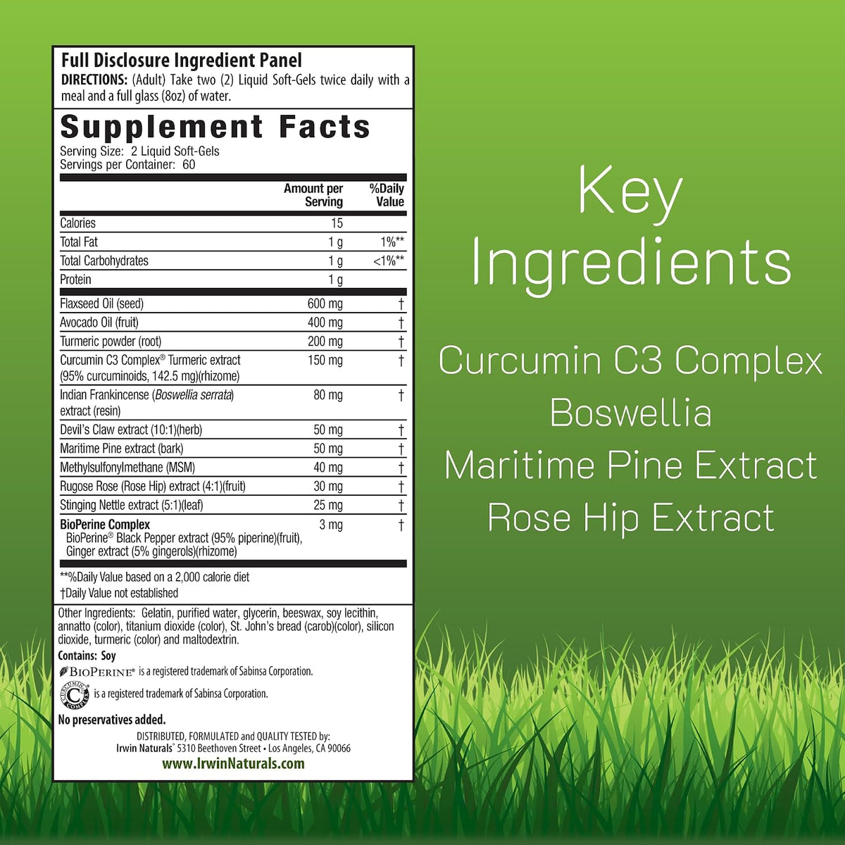 Irwin Naturals Whole-Body Turmeric Curcumin Wellness Formula | 60 Softgels