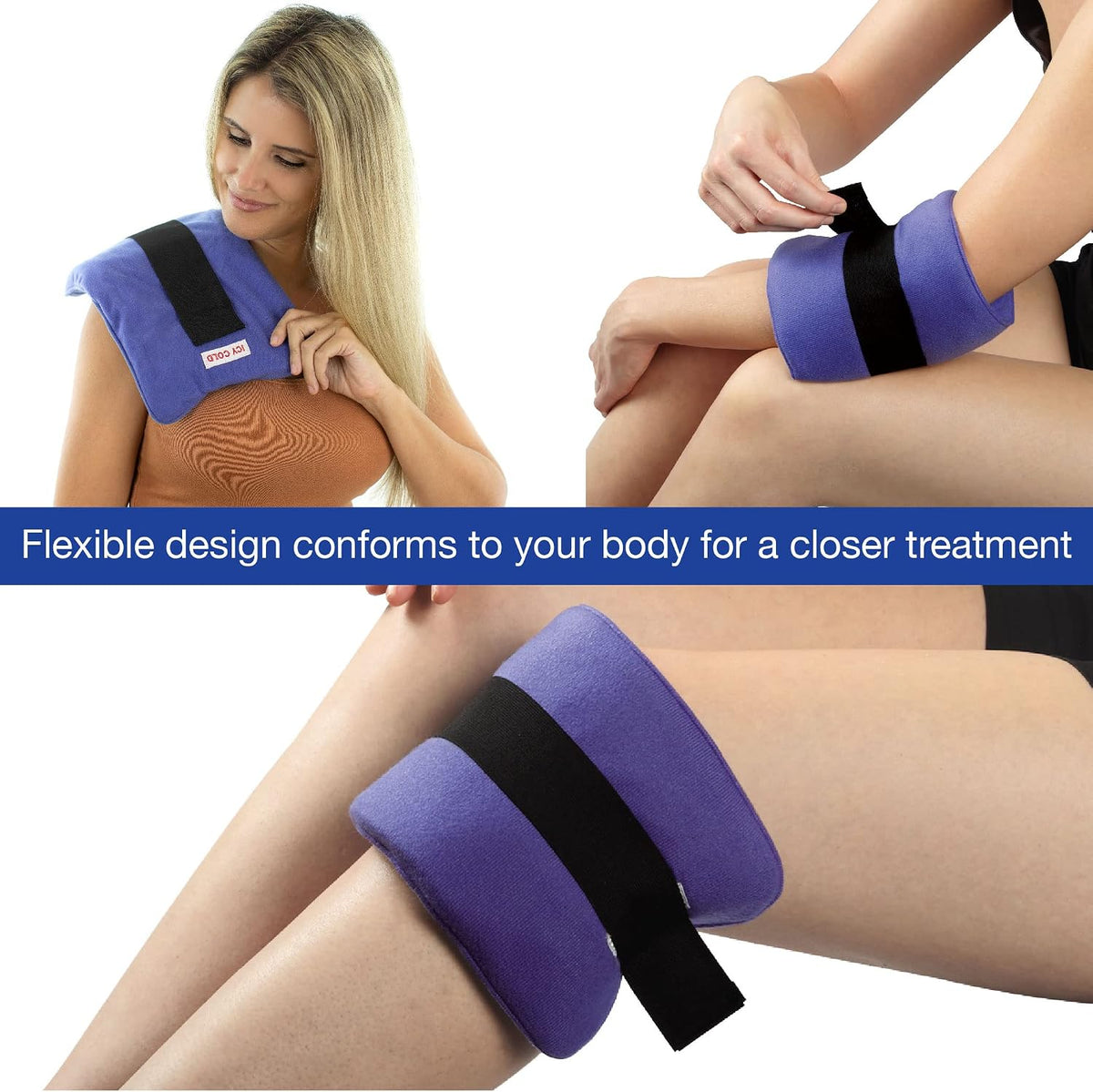 Thermipaq ICY Cold Pain Relief Wrap - Large 8x14 Thermal Clay Knee Ice Pack Wrap for Knee Pain - Long Lasting - Adjustable Strap for Shoulders, Neck