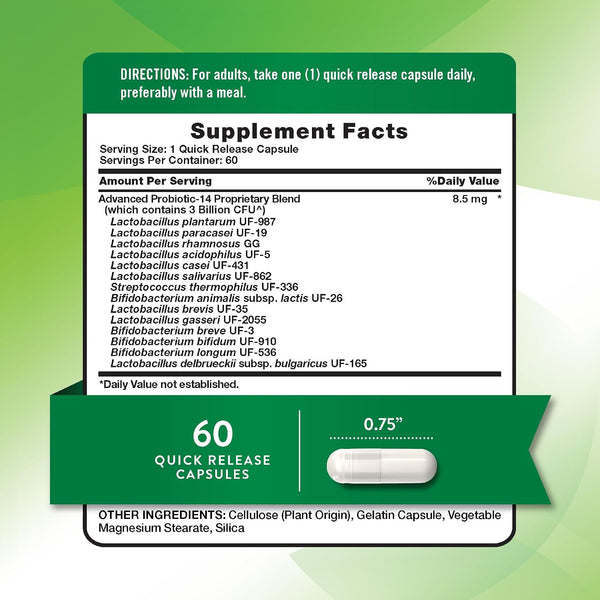 Nature's Truth Probiotics Capsules | 3 Billion CFU | 60 Count