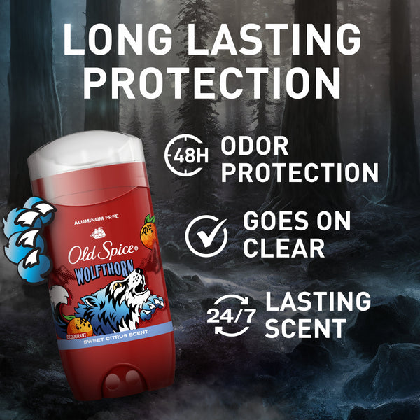 Old Spice Aluminum Free Men's Deodorant, Invisible Solid Stick, Wolfthorn, 3.8 oz