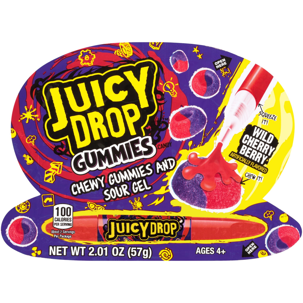 Juicy Drop, Gummies and Sour Gel, Fruit Flavored, Gummy Candy, 2.01 oz, 1 Pack