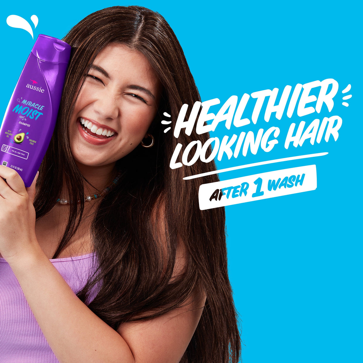 Aussie Miracle Moist Shampoo for All Hair Types with Avocado, Moisturizing, Paraben Free, 12.1 fl oz