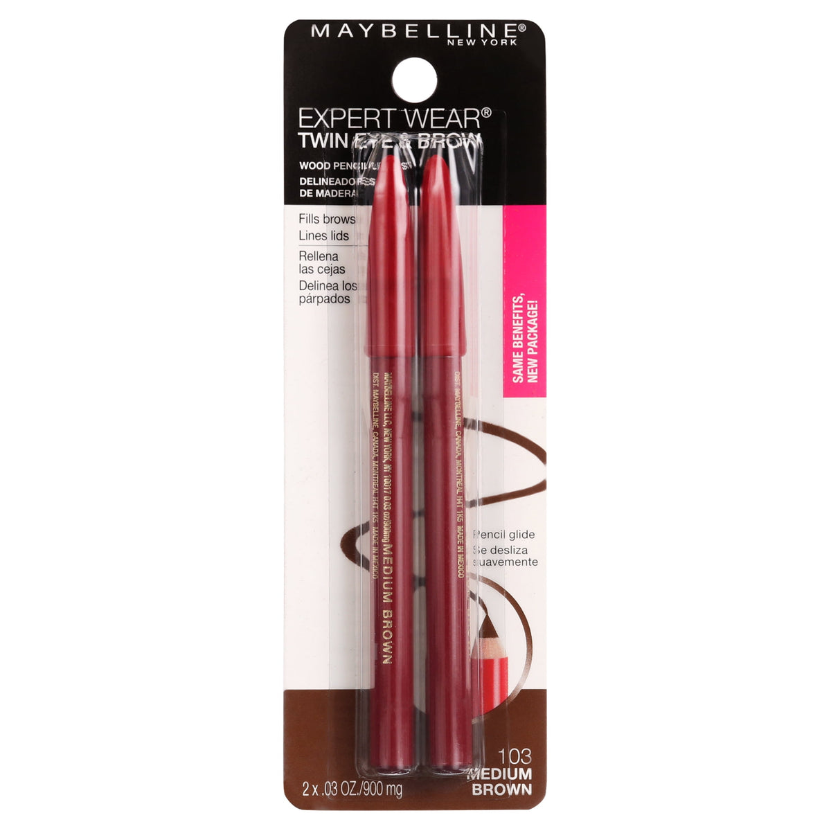 Maybelline Expert Wear Twin Brow & Eye Pencils, Medium Brown, 0.06 oz.