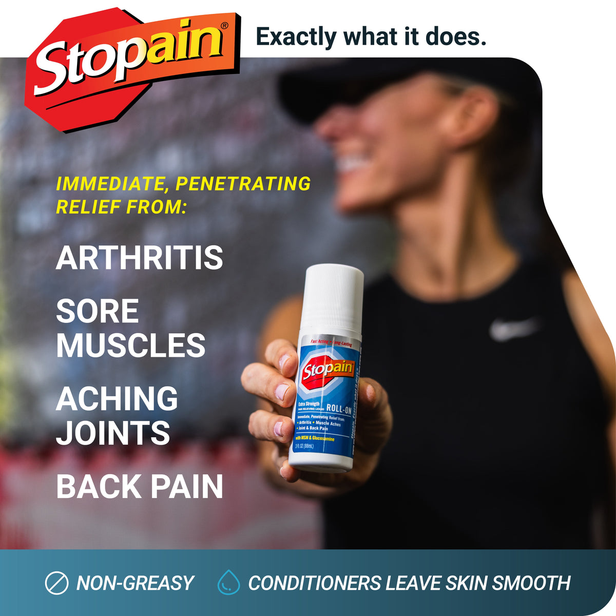 Stopain Extra Strength Roll-On for Muscle Aches, Joint Pain and Arthritis, 3 FL OZ