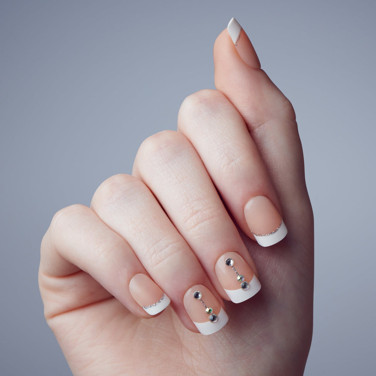 Kiss Impress French Tip Short Square Press-on Nails, 30 Piece Set