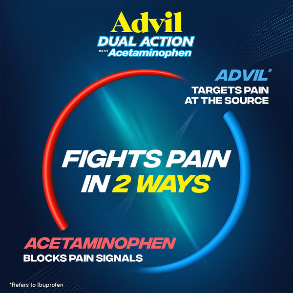 ​​Advil Dual Action Coated Caplets With Acetaminophen, 72 Count