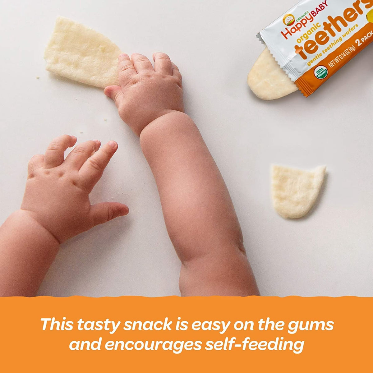Happy Baby Organics Teethers Sweet Potato & Banana Gentle Teething Wafers, Gluten Free, 12 Count 2-Packs​