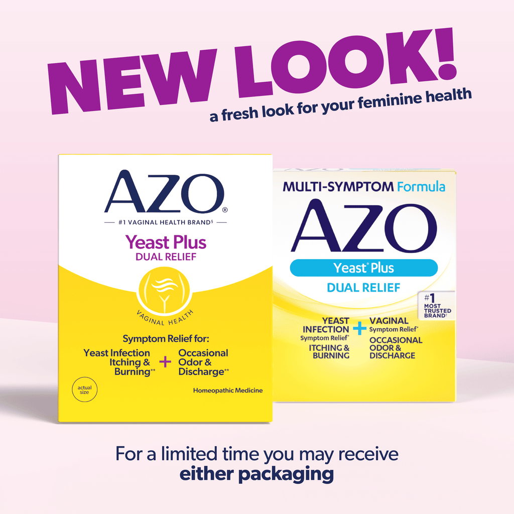 AZO Yeast Plus Dual Relief Tablets, Eases Itching, Burning, Odor & Discomfort from Yeast Infections, FSA/HSA Eligible, 60 Count