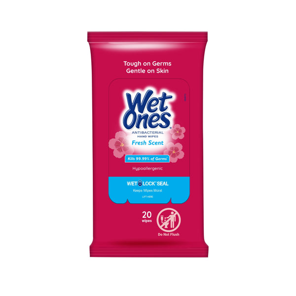 Wet Ones Antibacterial Hand Wipes Travel Pack, Fresh Scent, 20 Ct