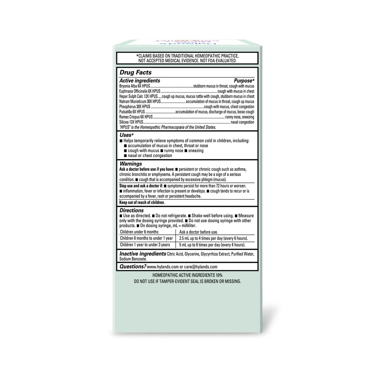 Hyland's Baby Mucus + Cold Relief, Ages 6+ Months, Daytime, 4 fl oz