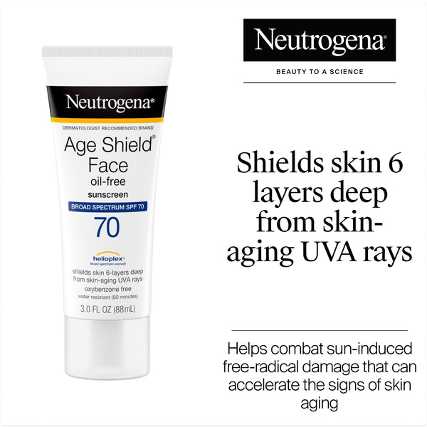 Neutrogena Age Shield Face Sunscreen, SPF 70 Sunblock, 3 fl oz