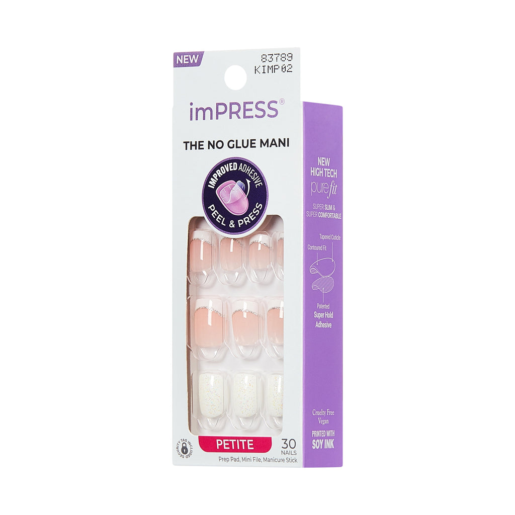 Kiss Impress Petite Square Press on Nails, White, 30 Pieces