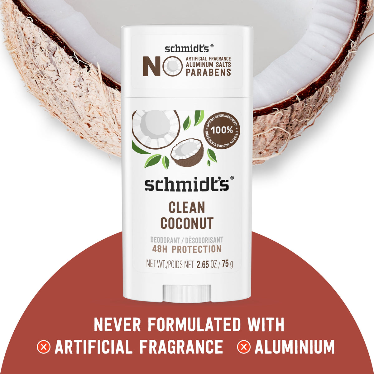 Schmidt's Aluminum Free Natural Deodorant Clean Coconut, 2.65 oz