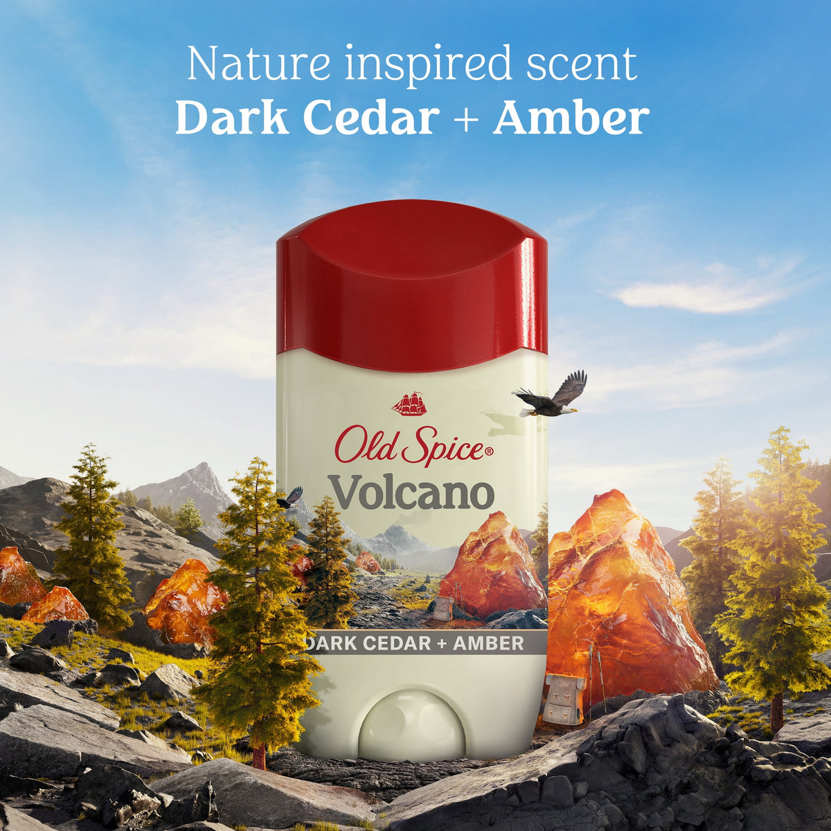 Old Spice Antiperspirant Deodorant for Men, Invisible Solid Stick, Volcano with Charcoal, 2.6 oz