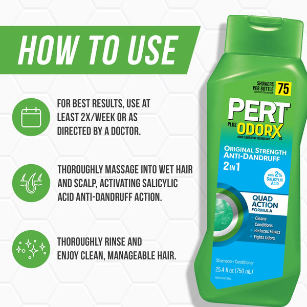 Pert Advanced Anti-Dandruff Relief 2-in-1 Shampoo Plus Conditioner, 25.4 fl oz