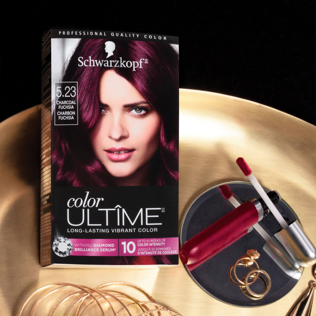 Schwarzkopf Color Ultime Permanent Hair Color Creme Kit, 5.23 Charcoal Fuchsia, 1 Use
