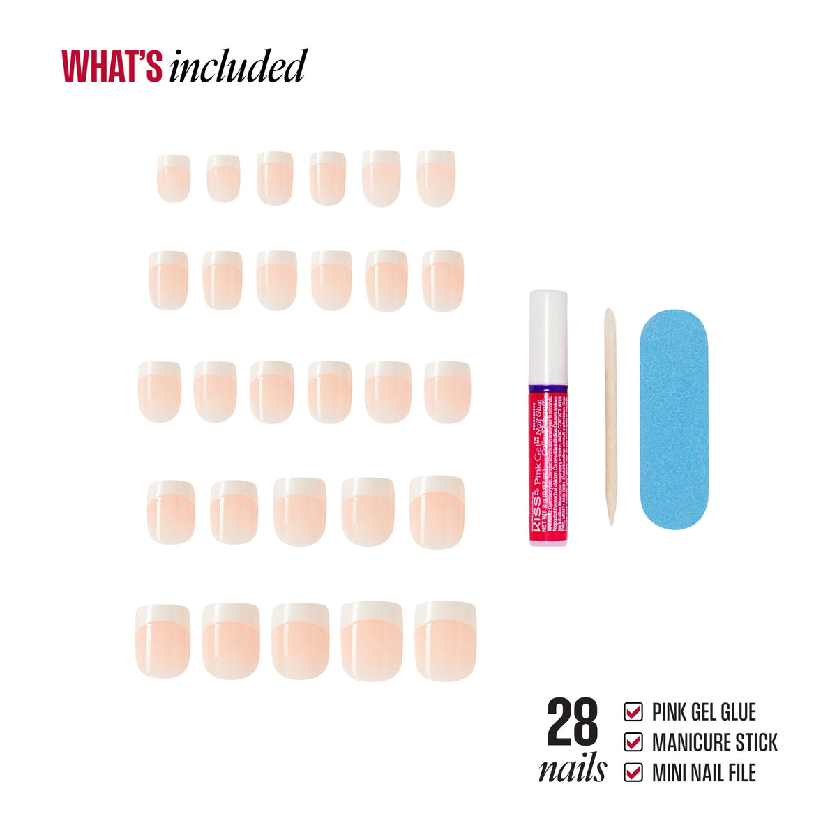 Broadway by Kiss French Tip Press On Nails, ‘String of Pearls’, White, Short Squoval, 28 Count
