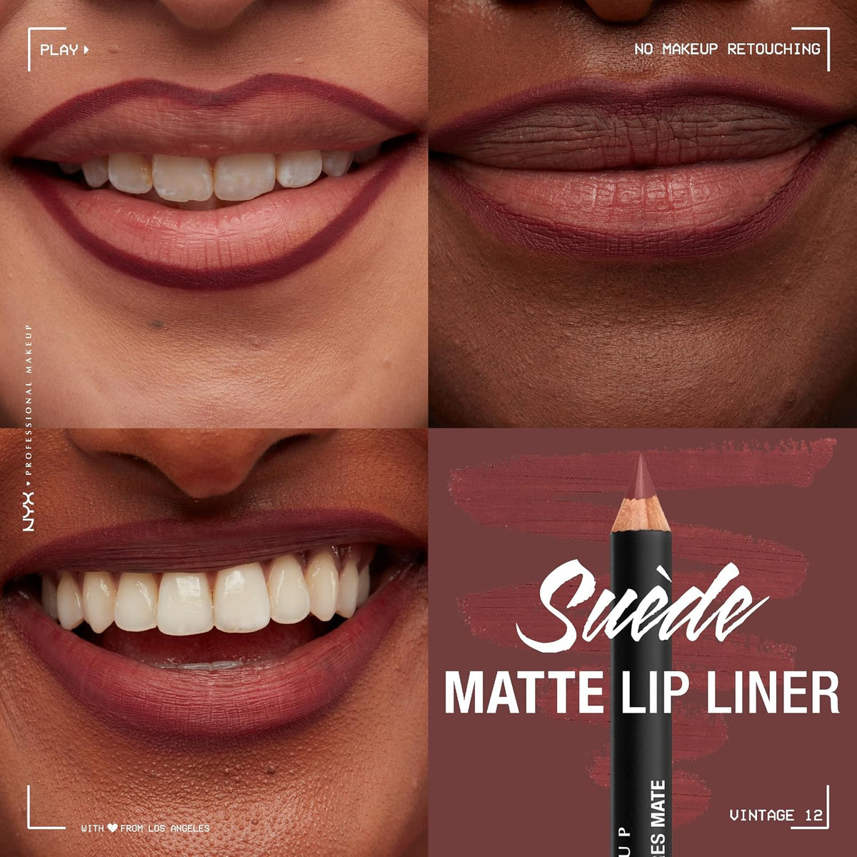 NYX PROFESSIONAL MAKEUP Suede Matte Lip Liner, Velvety-Smooth, Long-Lasting Formula For A Defined Lip Makeup Look - Vintage (Red)