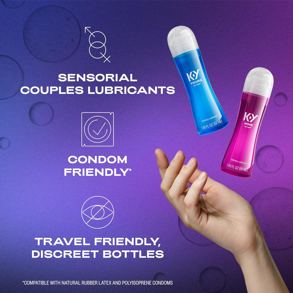 K-Y Yours & Mine Couples Lubricant, Sensorial Personal Lube, 2 x 1.69 FL OZ