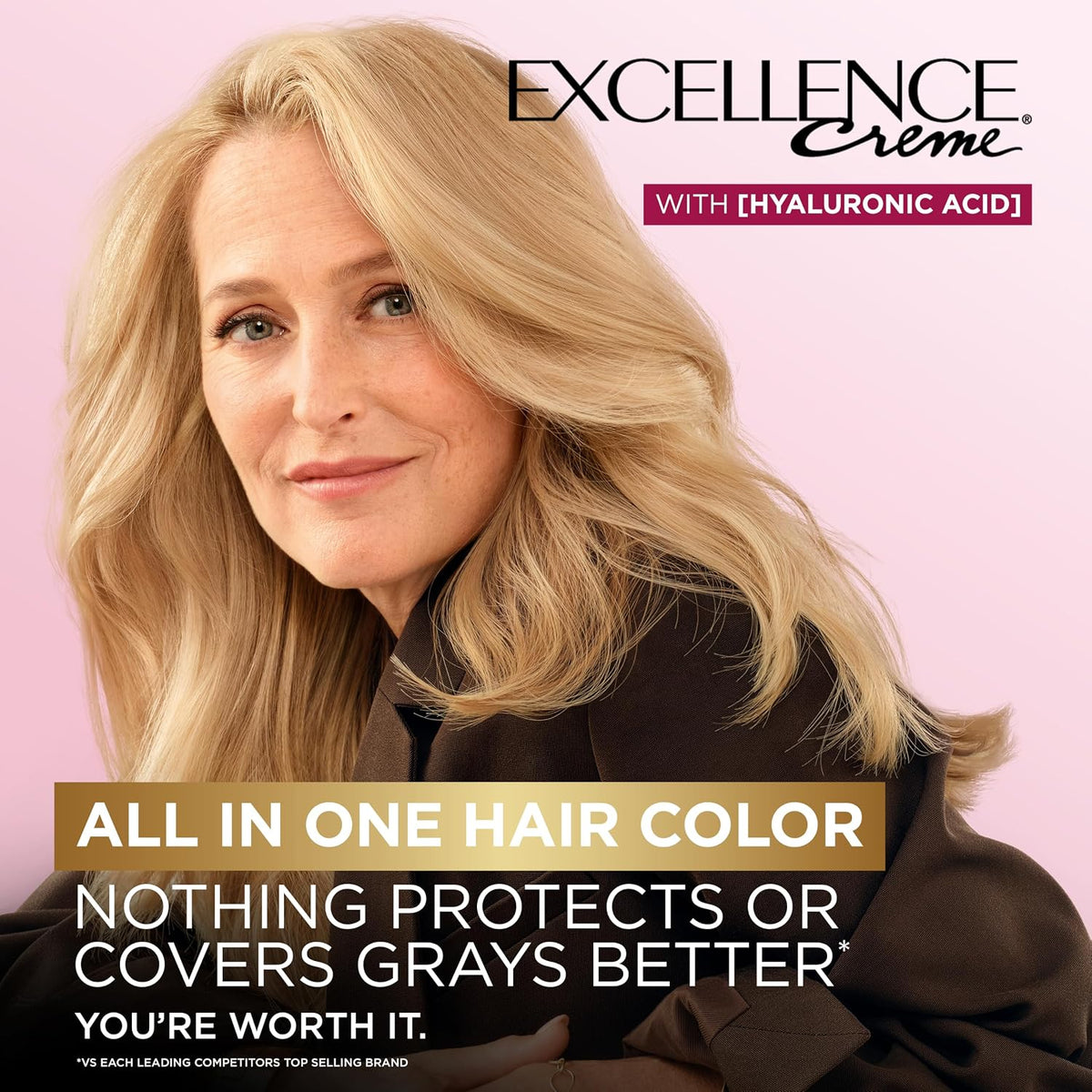 L'Oreal Paris Excellence Crème Permanent Hair Dye, Triple Care Hair Color with Hyaluronic Acid for 100% Gray Coverage, 8.5A Medium Light Ash Blonde