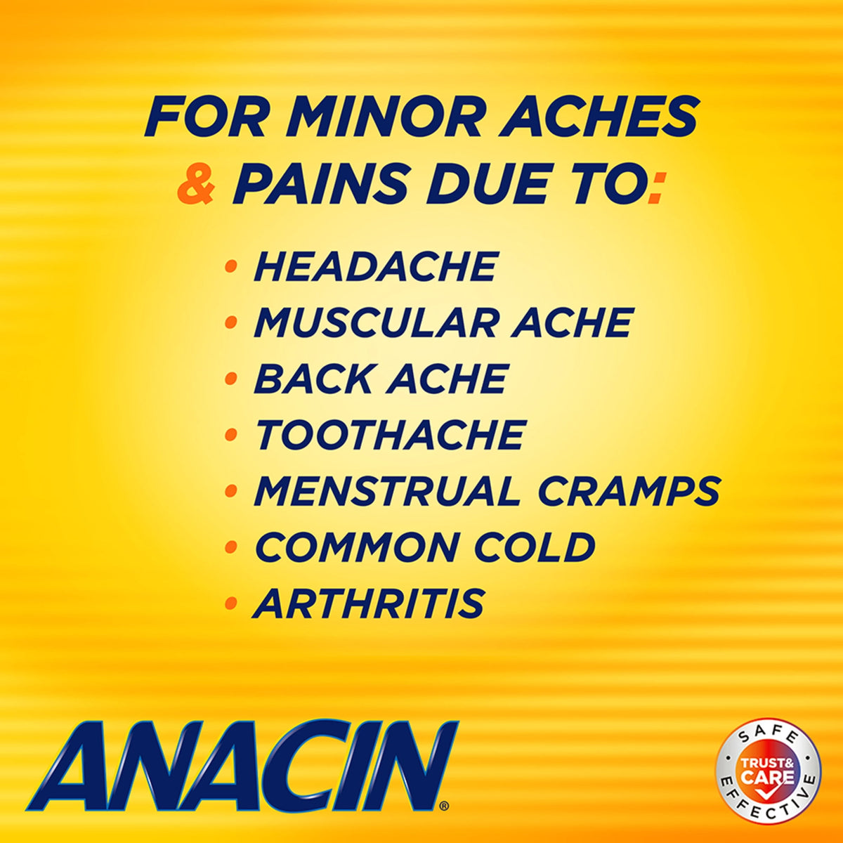 Anacin Fast Pain Relief Pain Reducer Aspirin Tablets, 100 Tablets