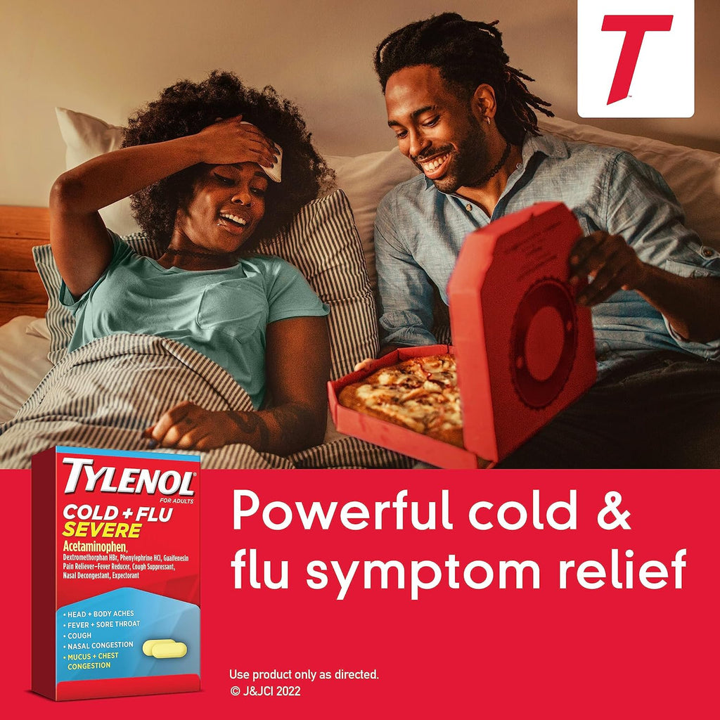 Tylenol Cold + Flu Severe Caplets, Acetaminophen, 24 ct
