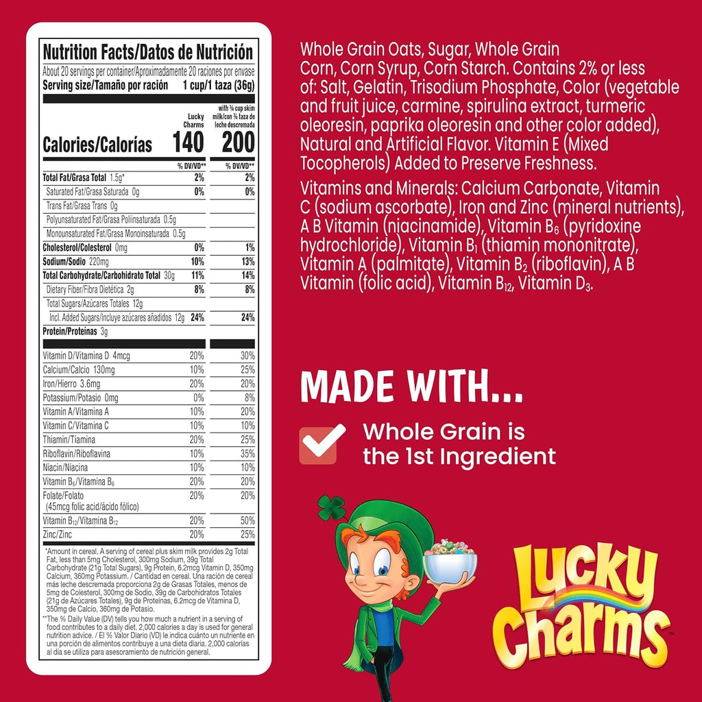 Lucky Charms Gluten Free Cereal with Marshmallows, Giant Size, 26.1 oz