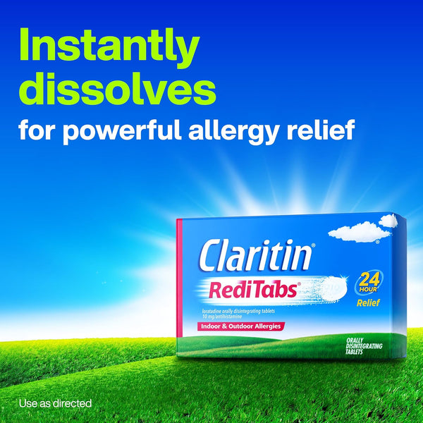 Claritin Non-Drowsy RediTabs Indoor & Outdoor Allergy Relief, Loratadine 10mg, 30 CT Tablets