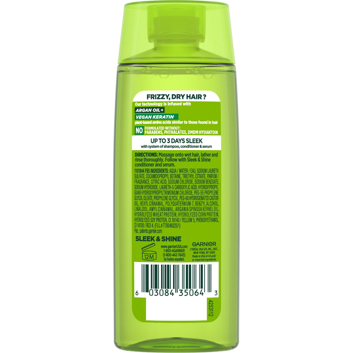 Garnier Fructis Sleek & Shine Fortifying Shampoo for Frizzy, Dry Hair, 3 fl oz