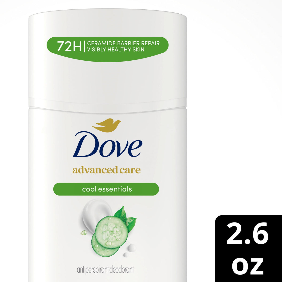 Dove Advanced Care Antiperspirant Deodorant for Women Cool Essentials 72 Hour Sweat & Odor Protection, 2.6 oz